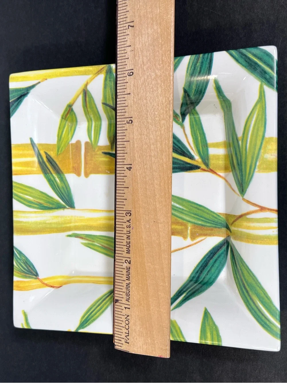 Made in Italy Ceramic Bamboo Botanical Square Serving Plate 6”